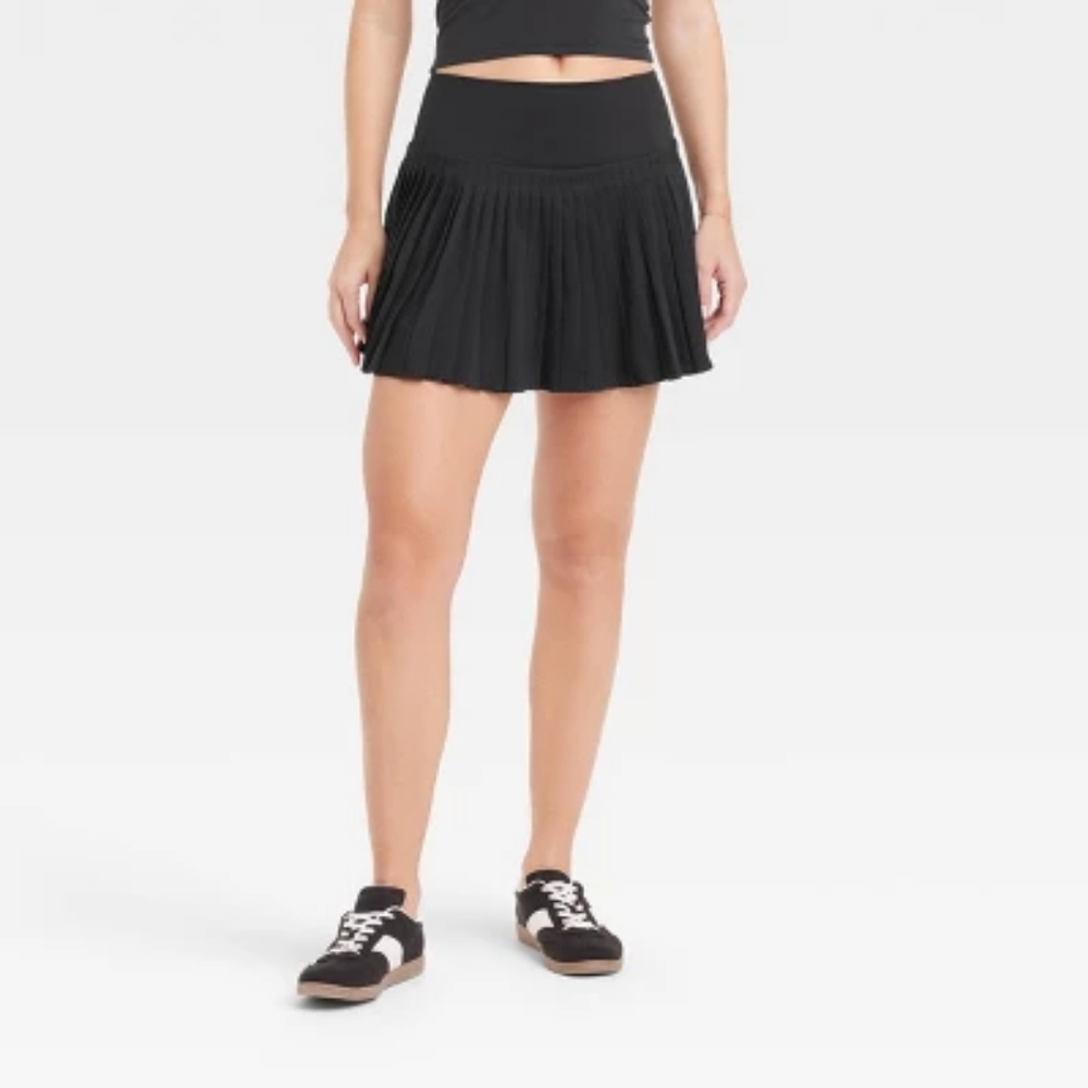 All in Motion Black Pleated Skater Skirt With Shorts Liner, Size Small